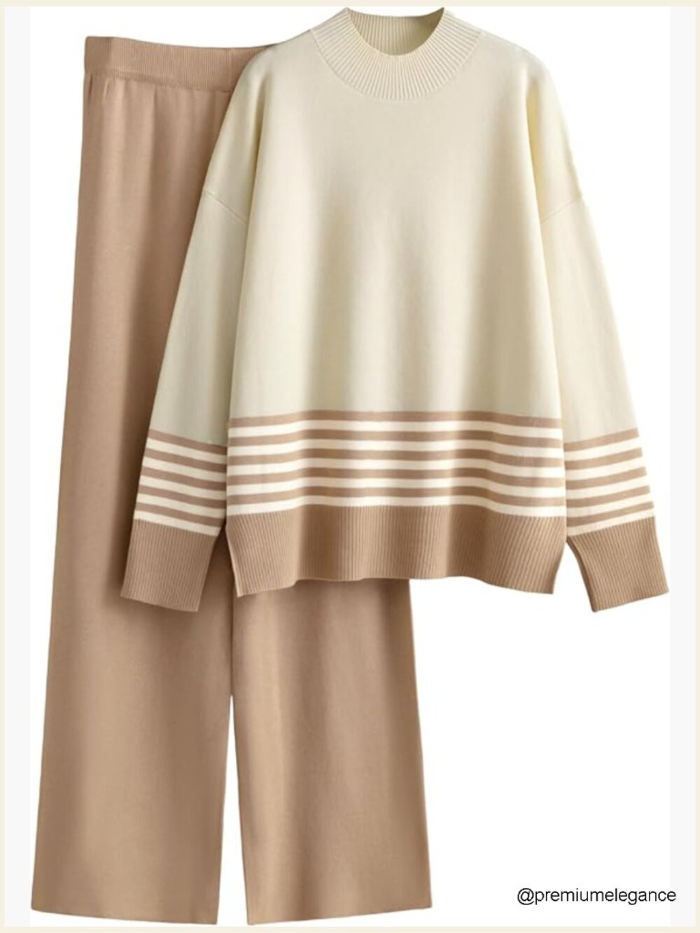 Lounge Set 2 Piece Outfits Knitted Pullover Sweater Tops Wide Leg Pants